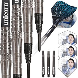 Unicorn Soft Tip Darts Set | Tōru Suzuki Contender Phase 2 | 90% Natural Tungsten Barrels | Gripper 3 Shafts | 22 g