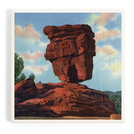 Pikes Peak, Colorado, Balanced Rock, Garden of The Gods (Absorbent Ceramic Coaster, Single, Cork Back, Kitchen Table Decor)