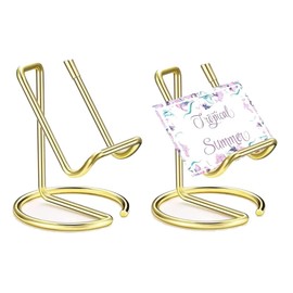 Taicols Business Card Holder for Desk 2Pcs Cute Metal Gold Desktop Cell Phone Stand Desktop Business Stand Desktop Name Card Organizer Display for Men & Women Desktop Name Card Organizer