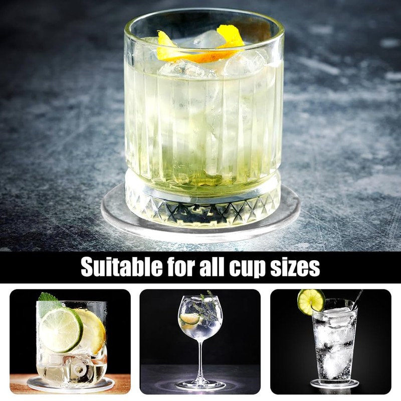 yotutun Set of 6 Cool White LED Coasters Luminous LED