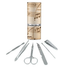 Vintage Sheet Music Notes Musical Score Musician Stainless Steel Manicure Pedicure Grooming Beauty Care Travel Kit