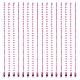 MECCANIXITY Ball Bead Chain Beaded Necklace Chains 5 Inch Adjustable Metal Ball Chains 2.4mm/0.1inch Keychain for Jewelry Making,DIY Craft Projects,Pack of 50(Light Pink)
