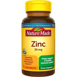 Nature Made Zinc 30 mg Dietary Supplement Immune Health and Antioxidant 100 Tabs