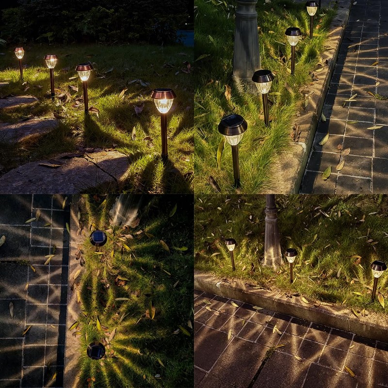 Vintage Solar Lights Outdoor, Glass & Metal Solar Pathway Lights