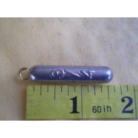 HOME MADE 10 PCS. BOTTOM BOUNCER PENCIL SINKER 3/4 OZ./BRASS EYE/1-1/2" LONG X 5/16" WIDE