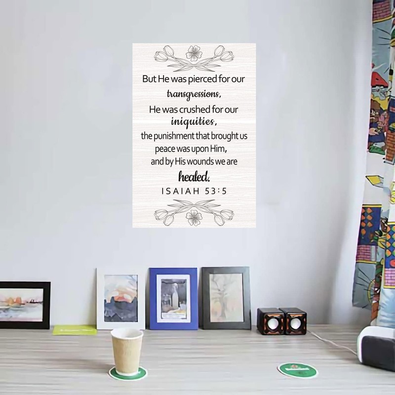 Generic Bible Verses Isaiah 53:5 Easter Metal Sign Rustic inspirational