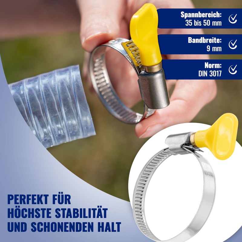 Poppstar 10x Hose Clamps with Wing Nut Stainless Steel Clamping