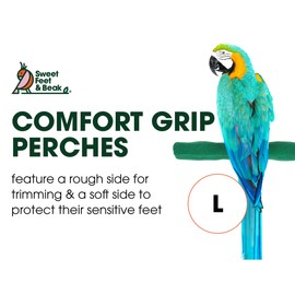 Sweet Feet and Beak Comfort Grip Safety Perch for Bird Cages - Pedicure Perch for Birds to Keep Nails and Beaks in Top Condition - Safe Easy to Install Bird Cage Accessories- L 13"