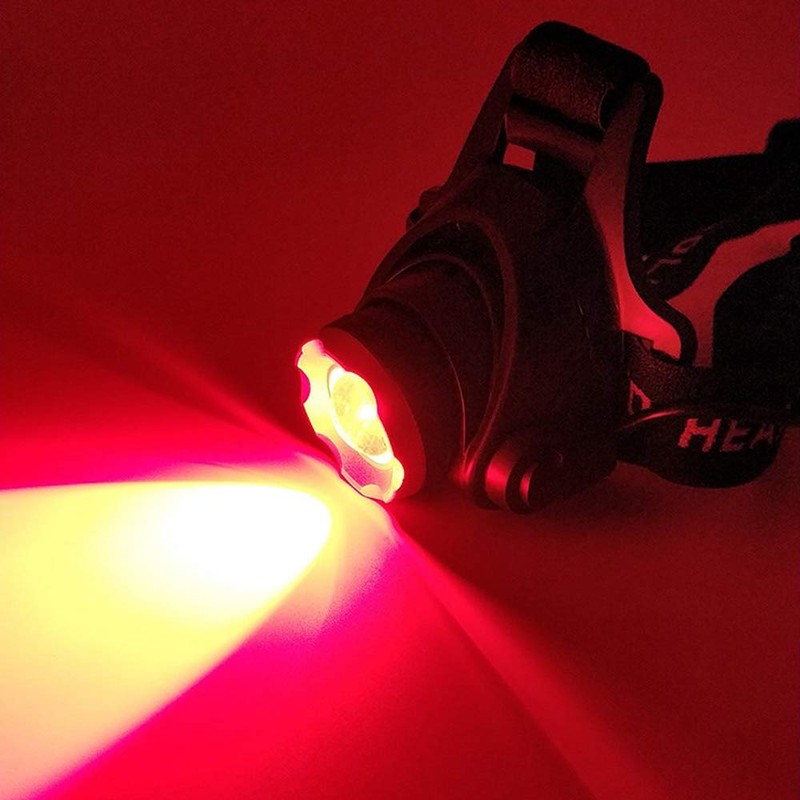 GaiGaiMall Hunting Red Light Headlamp Zoomable LED Headlight with 3