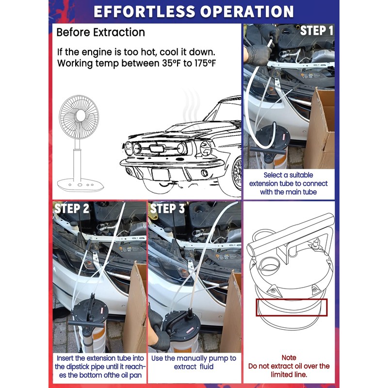Punmew Oil Extractor Pump 9L Manual Oil Changer Vacuum Fluid