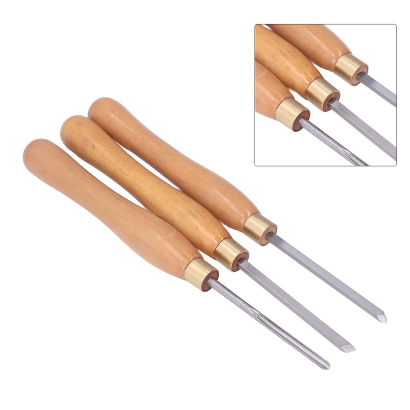 3Pcs Wood Lathe Turning Tool Chisel Beech Handle Steel Insert