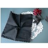 MZLIU Women Black Handkerchiefs Cotton Hankies with Embroidered Scalloped Edge