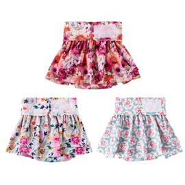 CuteBone Female Dog Diapers with Skirts 3 Pack Reusable Puppy Dresses Pants for Heat Cycle Period QBD03XL