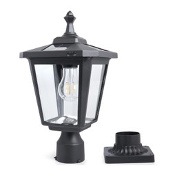 Kemeco Solar Post Light Outdoor ST4319Q Cast Aluminum Filament LED with Mounting Base for Pire Pillar Garden Yard Pole Bollard Gates Driveway Pathway Walkway