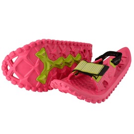 Crescent Moon Kids Snowshoes | Easy 17.5" Foam Snowshoes for Kids to 100 pounds with Secure Hook & Loop Binding, Insulating Rocker Cloud Deck & Durable Ice Spikes, Pink