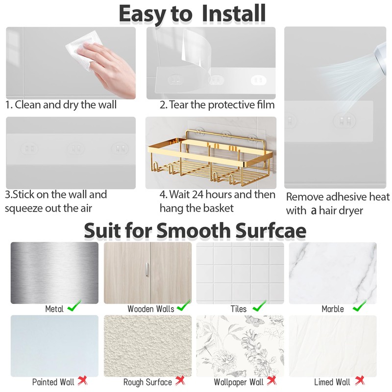 Liuoud 5 Pack Shower Caddy Organizer Rack Shelf for Inside