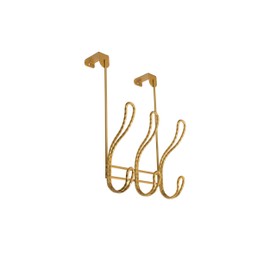 FantasHome Over The Door Hook Rack with 6 Hooks - Twisted Design (Gold)