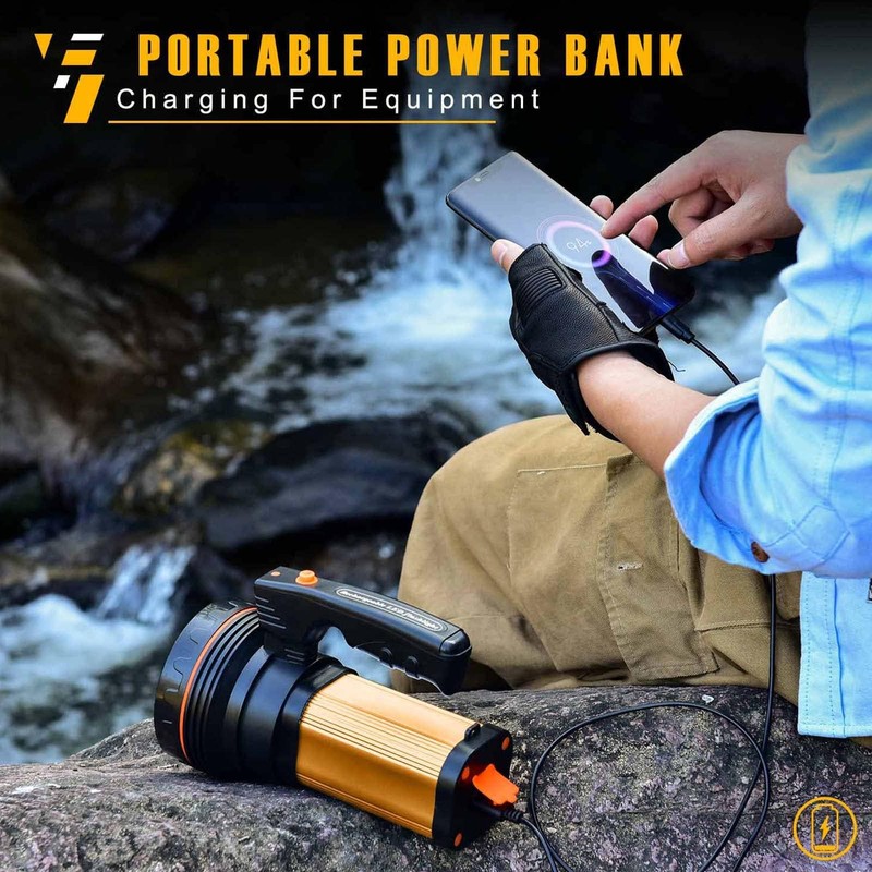 CSNDICE Flashlights High Lumens Rechargeable,Handheld Rechargeable Spotlight,IP65 Rechargeable Flashlights,Spotlight Flashlight