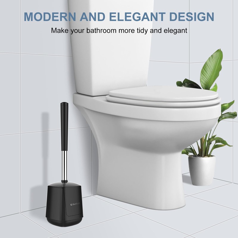 SetSail Toilet Brush and Holder 3 Pack, Self Closing Lid