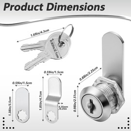 ElevateTech Cabinet Locks with Keys, 1 Pack 5/8 Inch Truck Tool Lock Replacement Cylinder Keyed Alike Cam Locks for Cabinets, Tool Box, File Cabinet, Drawer, RV Storage, Mailbox