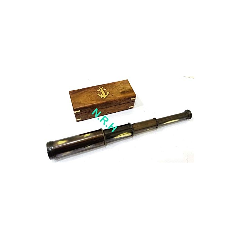 Beatiful Vintage Handcrafte Nautical Telescope Brass/Wood Spyglass Telescope With Rosewood