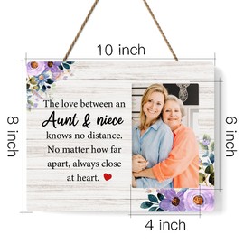 IAXIC Aunt Gifts Photo Frame Aunt Birthday Aunt And Niece Gifts Rustic Picture Frames Great Aunt Gifts for Women Her Christmas Best Auntie Ever Gifts Purple Floral Wooden Picture Frames