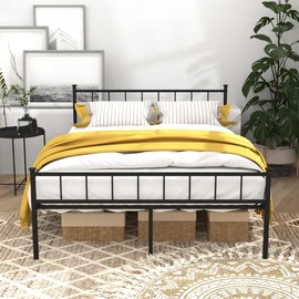LUBEDCY Queen Metal Platform Bed Frame, Victorian Vintage Style, Wrought Iron Headboard, Steel Slats, No Box Spring Needed (Black, Full)