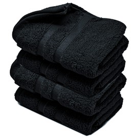 Hand Towels 600gsm ZERO TWIST Cotton Highly Absorbent & Quick Dry Luxury Hotel Quality Luxe Collection Fade Resistant 50x80cm (Jet Black, Pack Of 2)