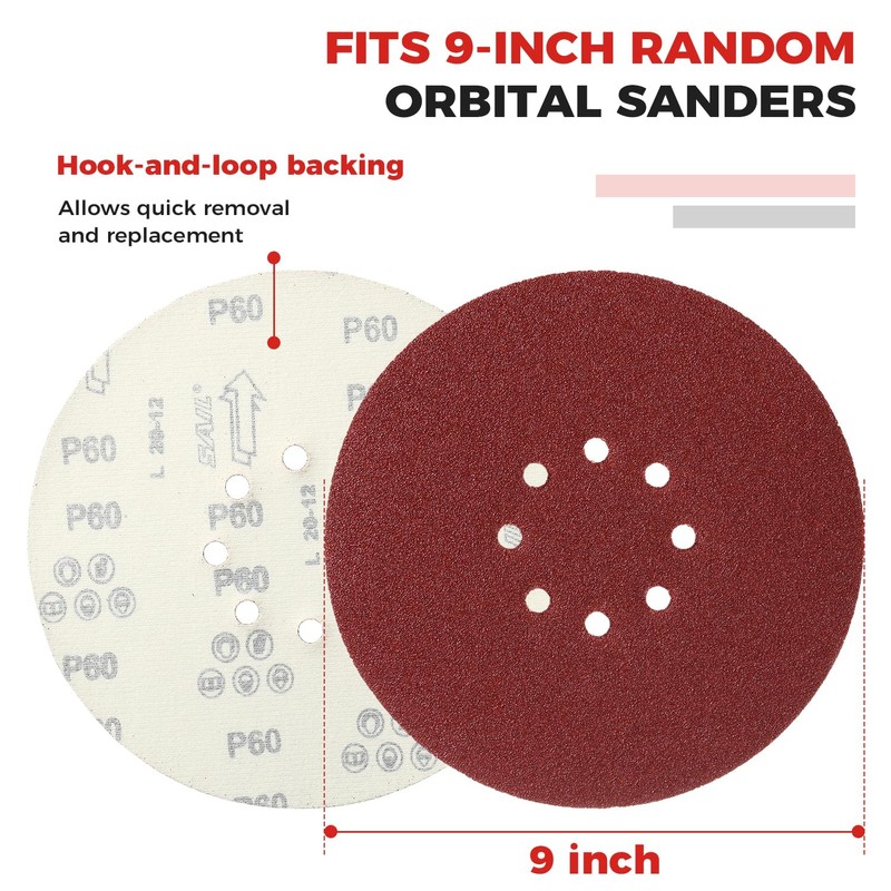 70 PCS 9 Inch Sanding Disc Hoop and Loop Sanding