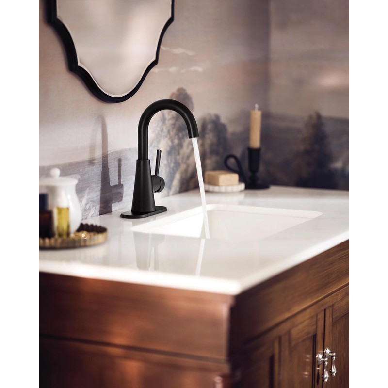 Moen Ronan Matte Black One-Handle Single Hole Modern Bathroom Sink