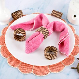 Napkin Ring Holders, Napkin Rings, Napkin Rings Set of 12, Napkin Ring Holders for Cloth Napkins, Round Serviette Rings, Napkin Ring Set, Napkin Ring Bulk - Dark Brown