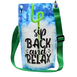 Sip Back Relax NeckSip® Wearable Drink Pouches (12oz, 2pk, Beads or Lanyards) Ideal for Summer Music Festivals, Tropical Vacations, Beach Parties, Outdoor Celebrations, and Travel Getaways