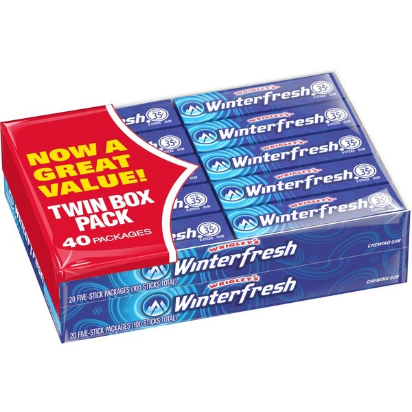 WRIGLEY'S WINTERFRESH Chewing Gum Bulk Pack, 5 Stick (Pack of 40)