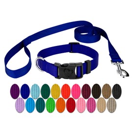 Country Brook Petz - Vibrant 25+ Color Selection - Deluxe Nylon Dog Collar and Leash (Small, 3/4 Inch Wide, Bright Royal Blue)