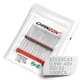 (Pack of 100 Pieces) Chanzon BZX55C43 (1N5260B) Zener Diode 0.5W 43V DO-35 (DO-204AH) Axial Diodes 0.5 Watt 43 Volt