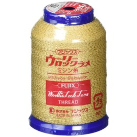 Fujix Wooly Rock Lame Sewing Thread for Rock Sewing Machines, 0.9 oz (25 g) col.504 Beige x Gold