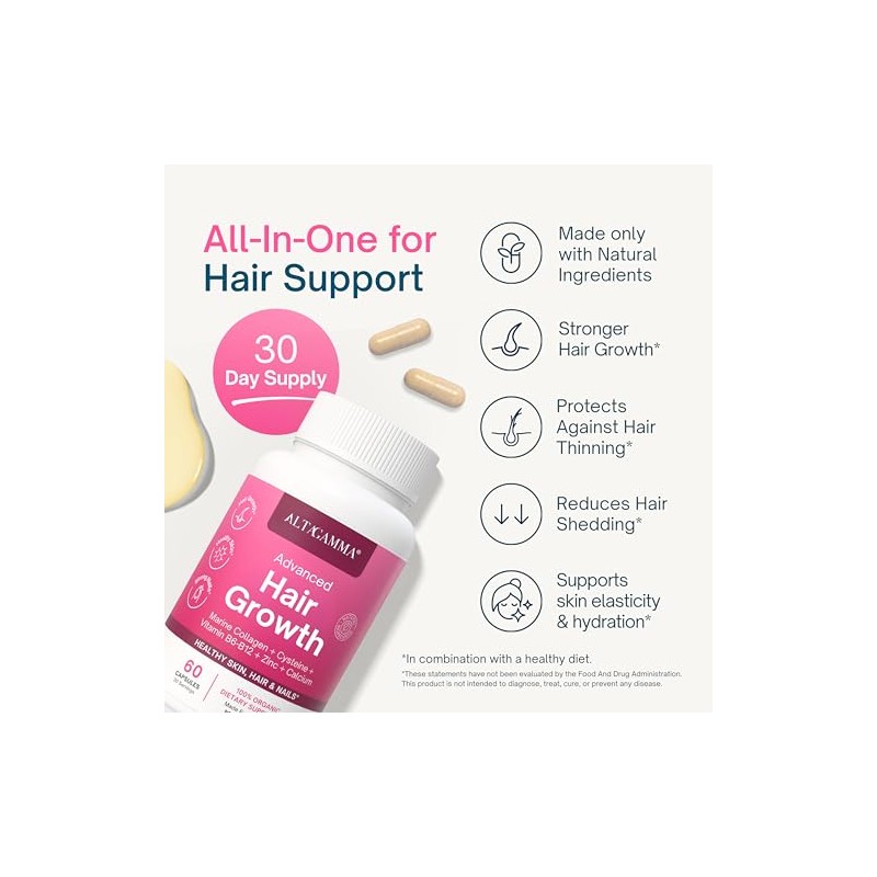 Hair Growth Supplements Favorece Crecimiento Cabello Colageno Hidrolizado Puro Vitaminas