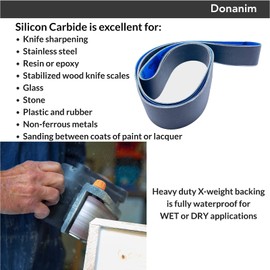 2x42 Sanding Belts 1000 Grit (10 Pack), Extra Fine Silicon Carbide Abrasive Belts for Metal Polishing & Knife Sharpening - Compatible with 2"x42" Belt Grinders & Sanders