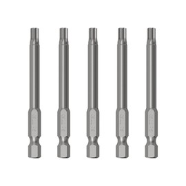 FOCMKEAS 5PCS T30 Magnetic Tamper Proof Torx Screwdriver Bits, 1/4 Inch Hex Shank 3.9 Inch Length S2 Steel Security Drill Torx Head Drill Screw Driver Tools(100mm Long, Star 6 Point)