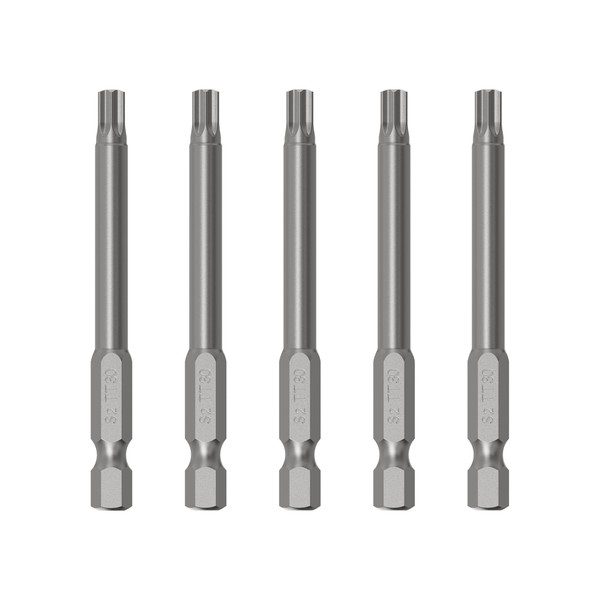 FOCMKEAS 5PCS T30 Magnetic Tamper Proof Torx Screwdriver Bits, 1/4