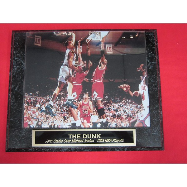 Knicks John Starks Engraved Collector Plaque w/8x10 Photo Dunk Over Michael Jordan