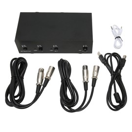 48 V Phantom Power Supply Professional Iron Shell Phantom Power with XLR Cable for Music Recording Equipment