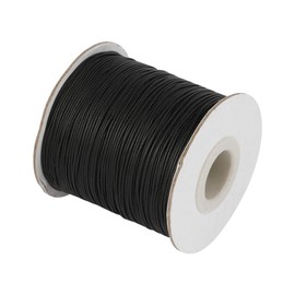 Pandahall 200 Yards/Roll 0.5mm Braided Waxed Polyester Cord String DIY Jewelry Craft Macrame Making Beading Thread Rope with Spool (Black)