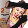 Geyoga 2 Pairs Winter Fingerless Gloves Long Thermal Knitted Mittens
