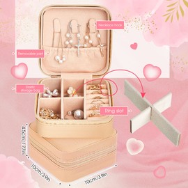 12 Pcs Travel Jewelry Case Bridesmaid Gift Boxes Jewelry Travel Organizer Small Jewelry Box Mini Storage Organizer Storage Box for Women Girls Bridesmaid Gift(Beige)