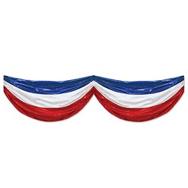 Beistle Patriotic Plastic Bunting, 3' x 15', Red/White/Blue
