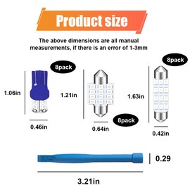 DUSCOKE 24PCS Dome Light Car Interior LED Bulb Kit - T10 194 DE3175 578 31mm 42mm LED Combination Set with Removal Tool - Replacement Bulbs for Car Map Door Trunk Courtesy License Plate Lights (Blue)