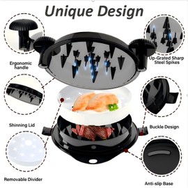 Chicken Shredder Meat Shredder Tool Twist Large - Chicken Breast Shredder Tool with Stainless Steel Spikes Shredding Tool for Shredded Chicken Beef Pork Kitchen Gadgets Essentials (Black&Black)