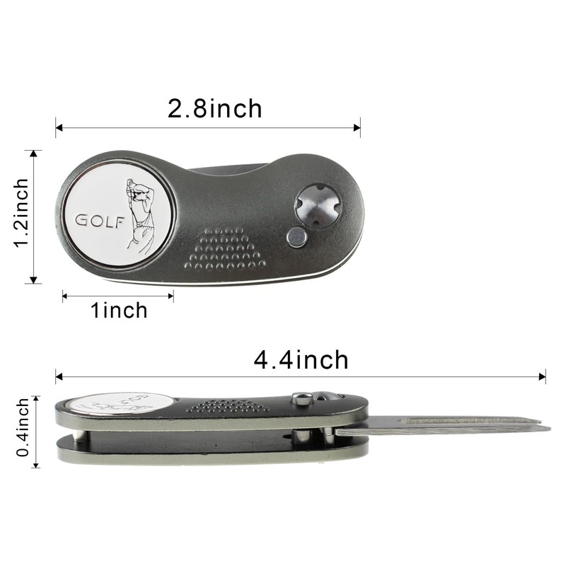 CRESTGOLF Golf Marker with Magnetic Green Fork Folding Golf Fork