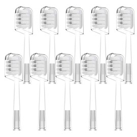 Cabezales de repuesto compatibles con el cepillo de dientes eléctrico Laifen Wave, cuidado de las encías - Transparentes, paquete de 10
